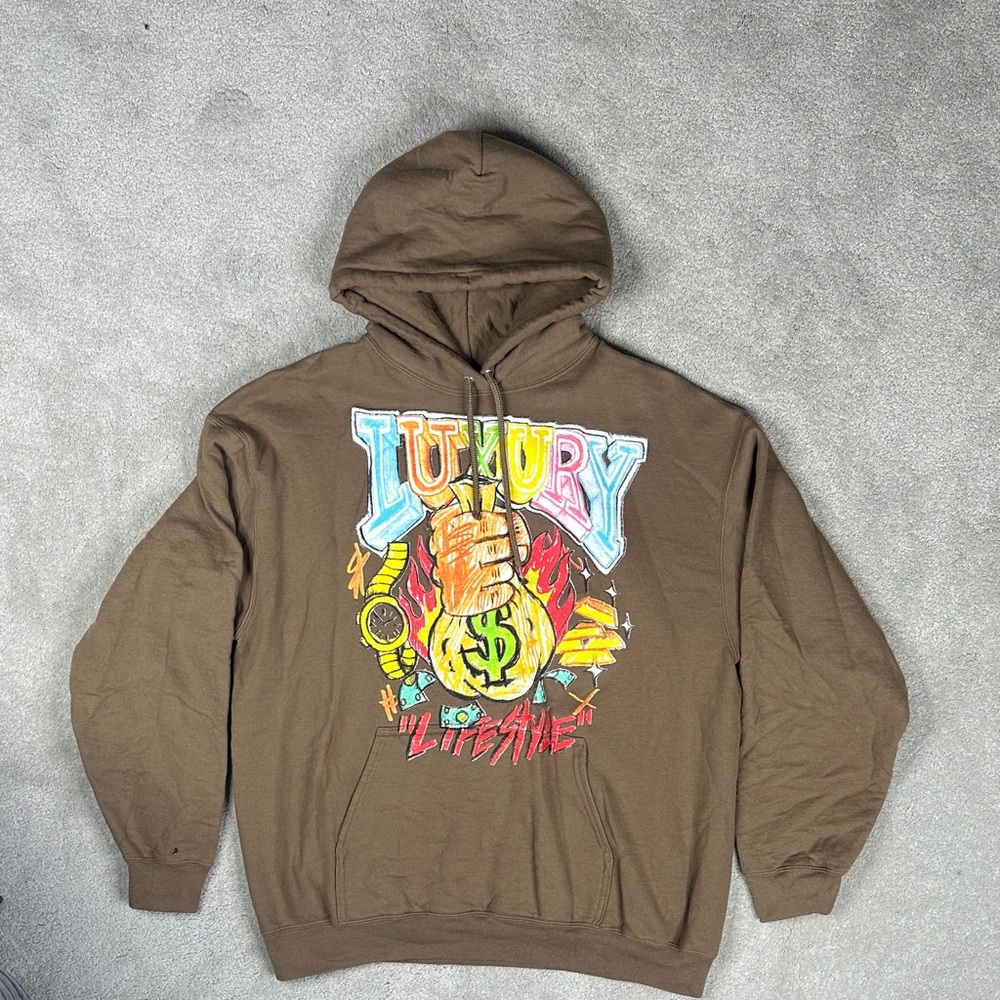 Fashion Nova Brown Graphic Hoodie